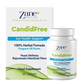 Zane Hellas Candidfree Softgels. Oregano Oil Power. Candida Support. Intestinal Health Support. Intestinal Flora Support. 100% Herbal Solution. 120 Capsules