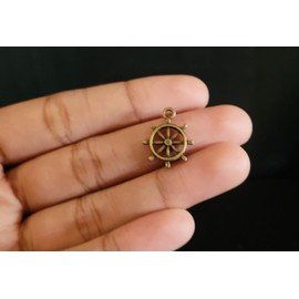 4 Captain Helm Charms Pendant DIY  Jewelry Making Antique Gold Tone