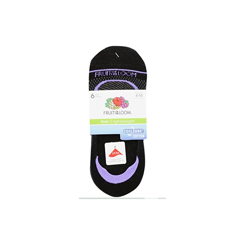 Fruit of the Loom 6 Pair Coolzone Liners Black Assorted