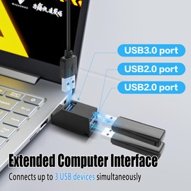 YACSEJAO 2 Stück Mini USB 3.0 Expansion Hubs, Tragbarer 1 in 3 Out USB-Verteiler,Multi-Port Hochgeschwindigkeits-Datenübertragung für Laptop,PC,U Disk,Flash-Laufwerken,Mäusen,usw