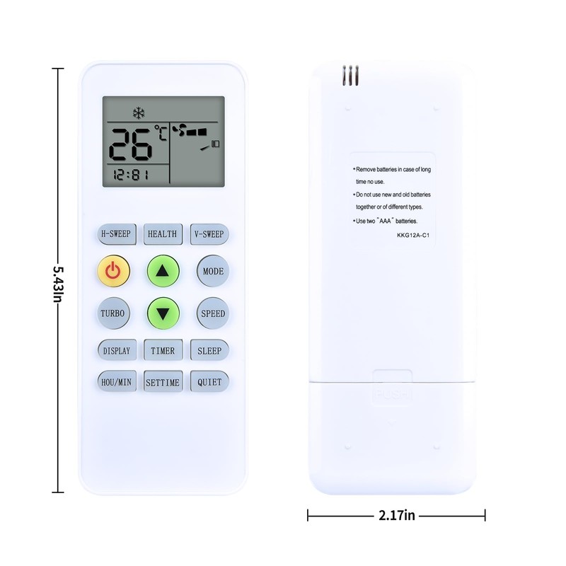 KKG12A-C1 New Replace AC Remote Control Compatible for CHANGHONG/Ree/Pastamic/CHEBLO/ONAX Air