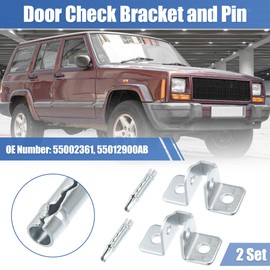 X AUTOHAUX 2 Set Door Check Bracket and Pin for Jeep Cherokee 1984-2001 55002361 2 Door Check Arm Assembly Repair Set on Driver Passenger Side Door Wear Resistant Stainless Steel