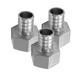 Fitvell Barb Crimp PEX 1/2" x 3/4" NPT Female Thread Adapter Stainless Steel Crimp Fitting (Pack of 3)