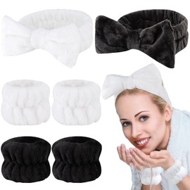 6 Pcs Spa Headband Face Wash Headband and Wristband Set, Microfiber Wrist, Wrist Wash Bands, Skin Care Headbands Makeup Headband with Wrist Band, Hair Headband Face Wash Wristbands for Washing Face
