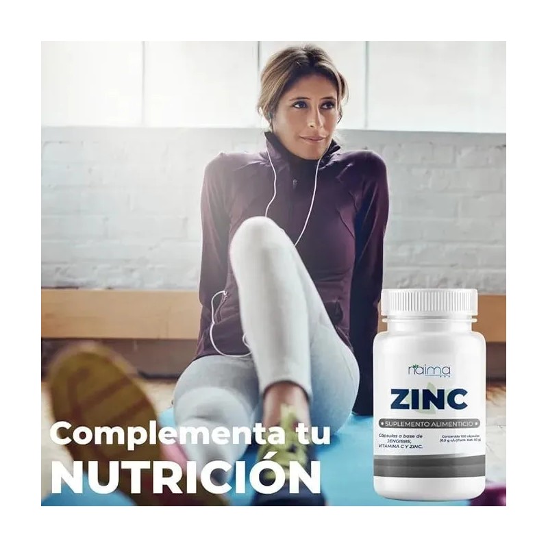 Naíma Zinc 500mg Vitamina Jengibre 100 Cápsulas Gluten