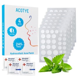 ACOTYE Anti Pickel Patch 245pcs 4 Größen Pimple Patches mit Teebaumöl, Salicylsäure und Niacinamide, Unsichtbare Tag-und Nacht