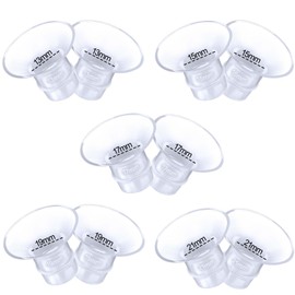Juome 10Pcs Flange Inserts 13/15/17/19/21mm Compatible with Momcozy/Spectra/Medela/Elvie 24mm Breast Pump Shields/Flanges, Reduce 24mm Nipple Tunnel Down to Other Size, Replacement Pump Parts
