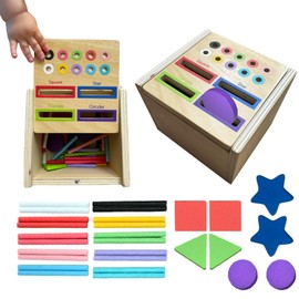 Montessori Wooden Sorting Box Toy - Color Sorting & Matching Sensory Learning Toy for Toddlers & Babies | Educational Fine Motor Skills Development | Safe & Durable Wood