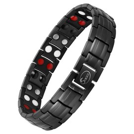 Jeroot Men's Magnetic Bracelet, Made of Titanium, Gentle on Skin, Calm Atmosphere, Cool, Popular, Exclusive Box, One size, Titanium, No Gemstone