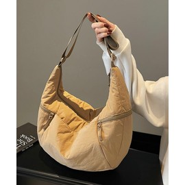 Women’s Nylon Crossbody Bags Lightweight Crescent Shoulder Purse with Zipper Sling Bag Dumpling Handbag for Travel Gym