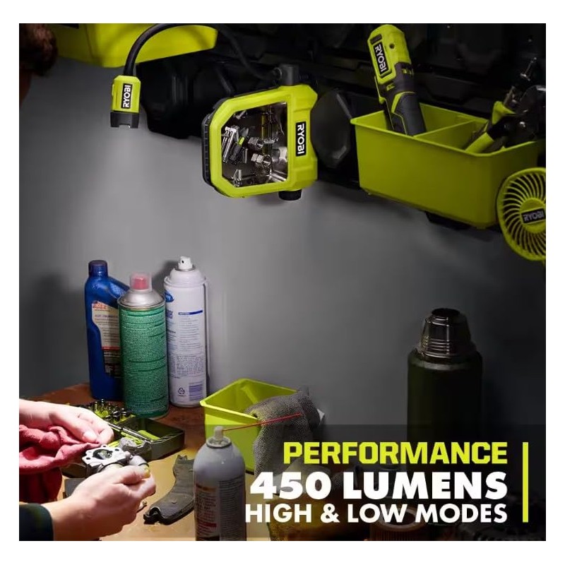 RYOBI USB Lithium Cordless LED Magnetic Tray Kit with 2.0