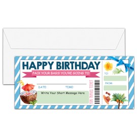 OICPYD Birthday Boarding Pass Gift Ticket, Summer Beach Surprise Trip Reveal Ideas, Birthday Christmas Anniversary Valentine's Gifts, Fake Plane Tickets, 1 PC (A05)