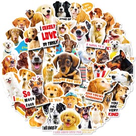 HNTR® Fun Dog Stickers | 50 Cute Puppy Decals | Waterproof Vinyl Sticker Pack for Laptops, Water Bottles, Scrapbooks & More