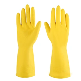 Rubber cleaning gloves yellow 3 Pairs for Household,Reuseable dishwashing gloves for Kitchen.(3,XL)