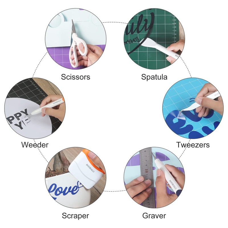 DOOHALO Weeding Tools for Vinyl Craft,6 Pcs Weeder Tools Bundle