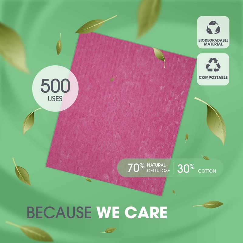 The EcoGurus Swedish Dishcloths for Kitchen, Highly Absorbent Natural Swedish