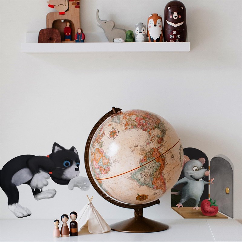 WOHAHA Wall Sticker, Mouse Sticker, Strawberry, Mouse Hole, Stylish, Cute,