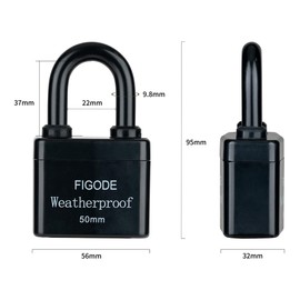 FIGODE® Outdoor Waterproof Padlocks, Covered Heavy Duty Laminated Steel Locks, Large Sturdy Locks, 2.2 in. Wide, 6 Locks Same Key, Standard Shackle