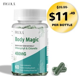 FRCOLA-body odor,- Body Odor Remover, Promotes gastrointestinal digestion，Fresh breath，detoxing ,vegan| Dietary| Beauty body magic chlorophyll capsule Edible Fitness Supplement Vitamin Healthcare - Specification: 1 Bottle
