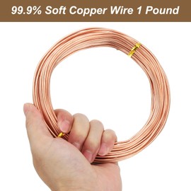 PATIKIL 99.9% Soft Copper Wire for Gardening, 12 Gauge/2 mm Diameter 52 Feet/16 M 1 Pound Spool Pure Bare Copper Wire for Jewelry Making Beading Electroculture Plants