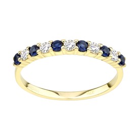 Old English Jewellers 9ct Yellow Gold Blue Sapphire Eternity Band Ring - size J K L M N O P Q R S (Q)