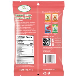 GT Gummy Lychee Peelable Candy, 3.7 oz, Non GMO, Gluten Free