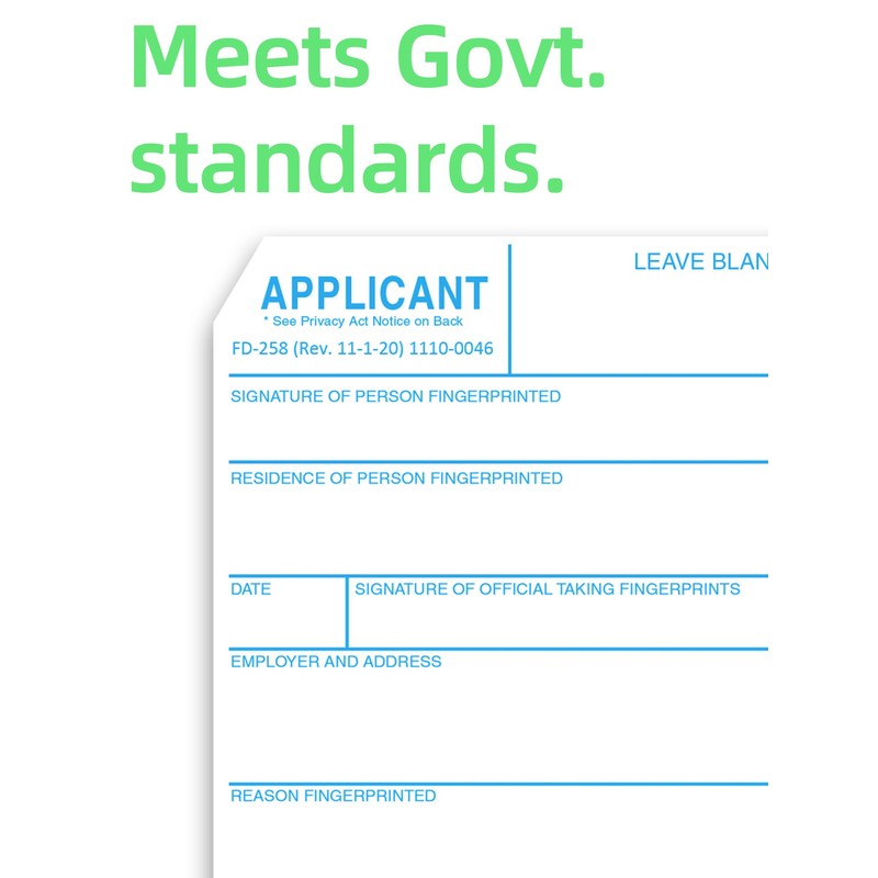 prismite Fingerprint Cards, Applicant FD-258 (5 Pack)