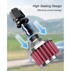 Female Fitting Kit with Filter, 8AN Fuel Cell Breather Fit for Fuel Cells Requiring a Female Vent Fitting, Filter Connector Kit