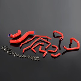 PIT66 Silicone Radiator Coolant Hose Kit,Compatible with Subaru Impreza 2008-2011 WRX MK10 GRB/GH Red with Clamps