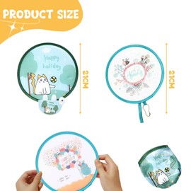 Gativs Japanese Style Round Folding Fan, Pack of 7, Foldable Hand Fan, Round Fan, Round Folding Hand Fan, Japanese Decoration, Portable Hand Fan for Home Decoration, Weddings, Party