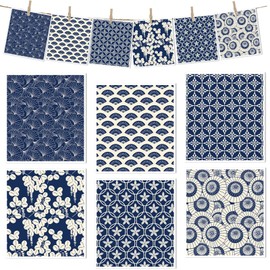 VISSTREE Swedish Dishcloths for Kitchen, Blue Japanese Pattern Dish Cloths