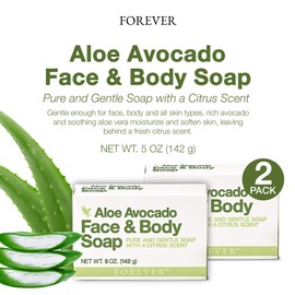 Forever Living - Aloe Avocado Face & Body Soap - Gentle Cleansing with Fresh Citrus Scent - Moisturizing - Pack of 2