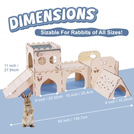 SoulThink's Large Guinea Pig Hideout & House - Easy to Assemble Wooden Guinea Pig Castle with Hammock, Ramp and Guinea Pig Toys Accessories Guinea Pig Habitat Suitable for Hamsters and Chinchilla