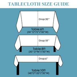VidaFete Table Cloth 6 Pack 90 * 132inch Rectangle Tablecloth Polyester, Stain Wrinkle Resistant Polyester Dining Table Cover for Kitchen Dinning Party Wedding Rectangular Tabletop Decoration(White)