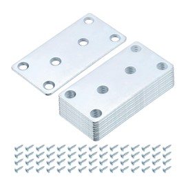 uxcell 6 Set Mending Plate Metal Flat Bracket Straight Brace Fixing Joining Plate for Wood with Screws, Silver, 3.11"x1.58"