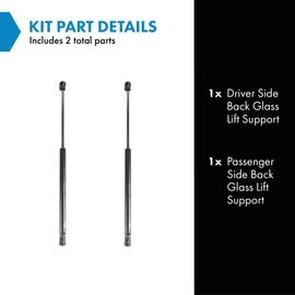 TRQ Driver & Passenger Side Back Glass Lift Support Shock Strut Set Compatible with 2009-2015 Honda Pilot