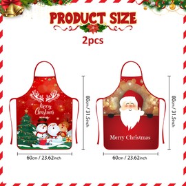 Pack of 2 Christmas Aprons, Christmas Kitchen Aprons, Cartoon Christmas Aprons, Funny Christmas Aprons, Novelty Kitchen Christmas Aprons, Cooking Gifts for Men and Women, 11+12