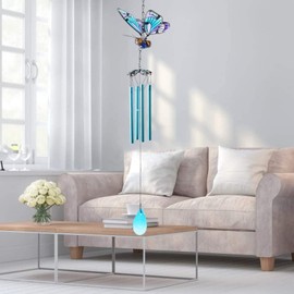 AVEKI - Campanas de viento de mariposa, 27.5 pulgadas de alto, de hierro con mariposa, campanillas de viento para mamá, exteriores, interiores, para el hogar, jardín, ventana, patio, decoración de