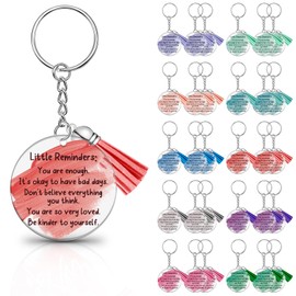 Chunful 30 Pcs Mental Health Gift Little Reminders Inspirational Clear Acrylic Keychain Colorful Spirit Quotes Keychains Team Appreciation Thanks Gifts for Employee Nurse Coworker