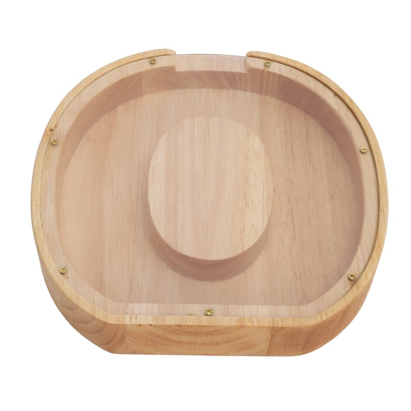 Letter Shaped Piggy Bank Wooden Transparent Panel Portable O Shaped