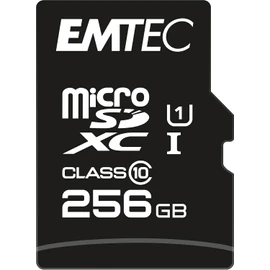 Emtec ECMSDM256GXC10GP - Tarjeta microSD Clase 10 Elite Gold Serie UHS-I U1 con Adaptador de Rendimiento, Velocidad de Lectura de hasta 90 MBs, Color