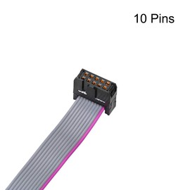 sourcing map IDC Wire Flat Ribbon Cable FC/FC Connector A-type 10Pins 2.54mm Pitch 50cm Length Gray