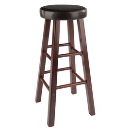 Winsome Maria 2-Piece Bar Stool Set, 30In Height, Faux Leather Cushion Seat, Walnut Finish