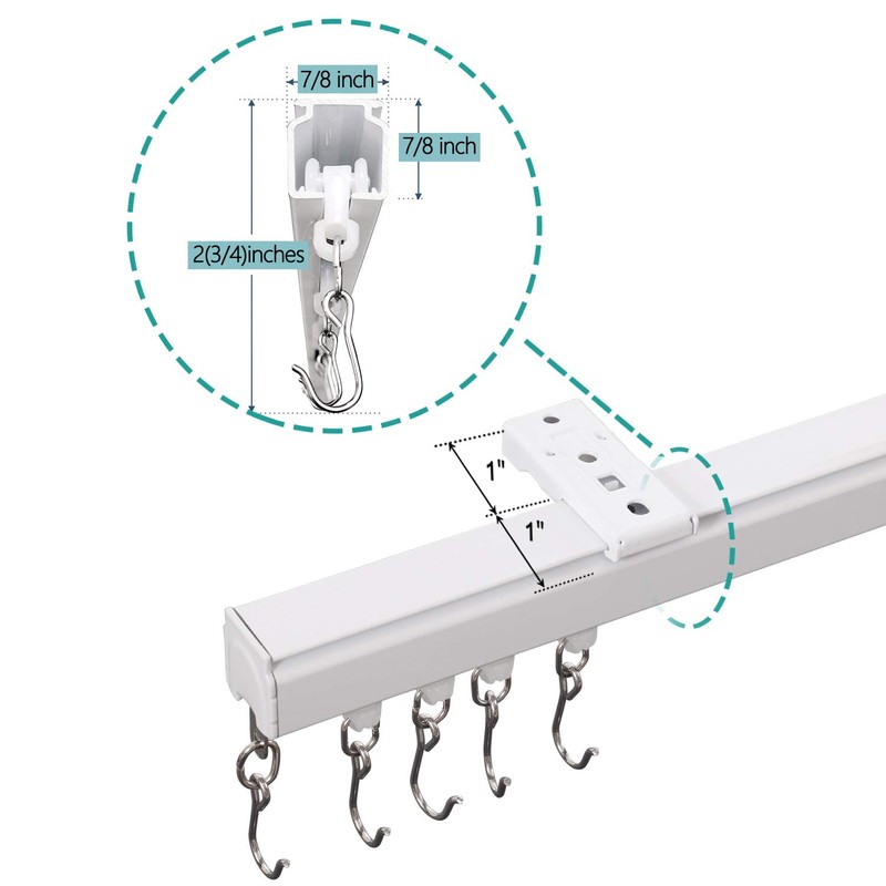ChadMade Aluminum Ceiling Curtain Track Set with Hooks, 9ft -