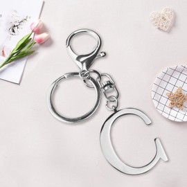 ORUZA Letter Keyring Alphabet Initial Keychain, Metal Letter Key Ring for Women Men Handbag Wallet Purses Letter E