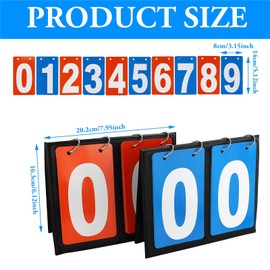 Pack of 2 scoreboard, portable flip sports scoreboard, 2 digit flip sport scoreboard, 0-99, multifunctional display for basketball, football, badminton, baseball for competitions indoor and outdoor