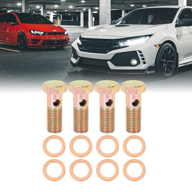 X AUTOHAUX 4 Sets M14x1.5mm Metric Thread Banjo Bolts Brake