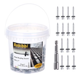 Metal Roofing Screws 10 x 1 inch, Hex Head Sheet Metal Roof Screw with EPDM Washer for Corrugated Roofing (250Pcs)