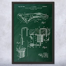 Framed Pinball Ball Release Gate Print, Pinball Parts, Vintage Games, Pinball Arcade, Gamer Gift, Old School Gaming Green Chalkboard (16x20)
