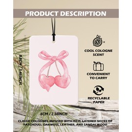 EKGJW Coquette Girly Western Cologne Car Air Freshener 4 Pcs, Preppy Cowgirl Ribbon Poker Cherry Hanging Air Freshener for Cars Bathroom Dorm Books Decor, Cute Accessories Gifts for Women Girls